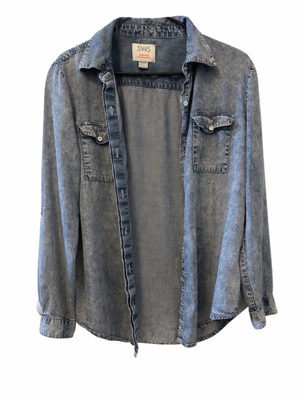 55. SWS Denim Button-Down Shirt Jacket - Light Blue